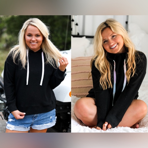 Jadelynn Brooke Corded Hoodie - black, XL - Picture 1 of 7